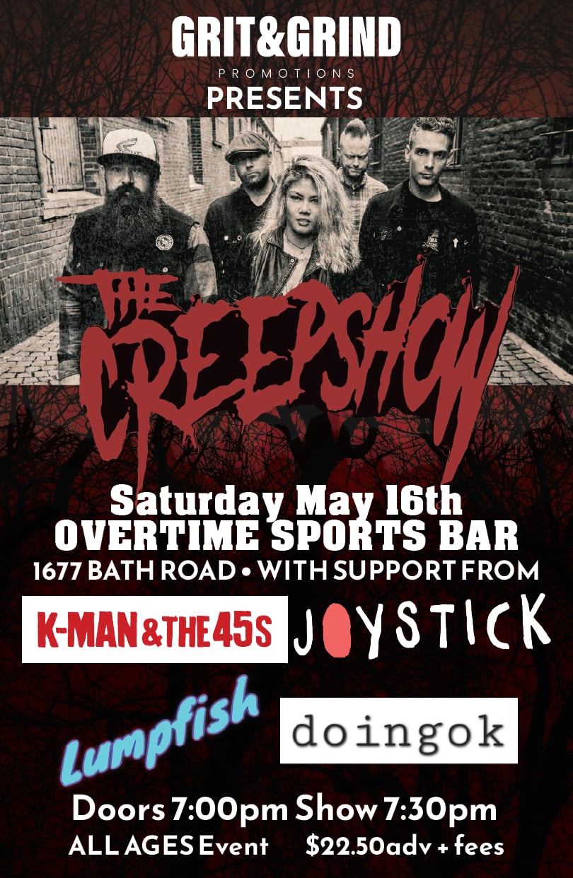 The Creepshow, Kman & The 45's & more @ Overtime Sports Bar